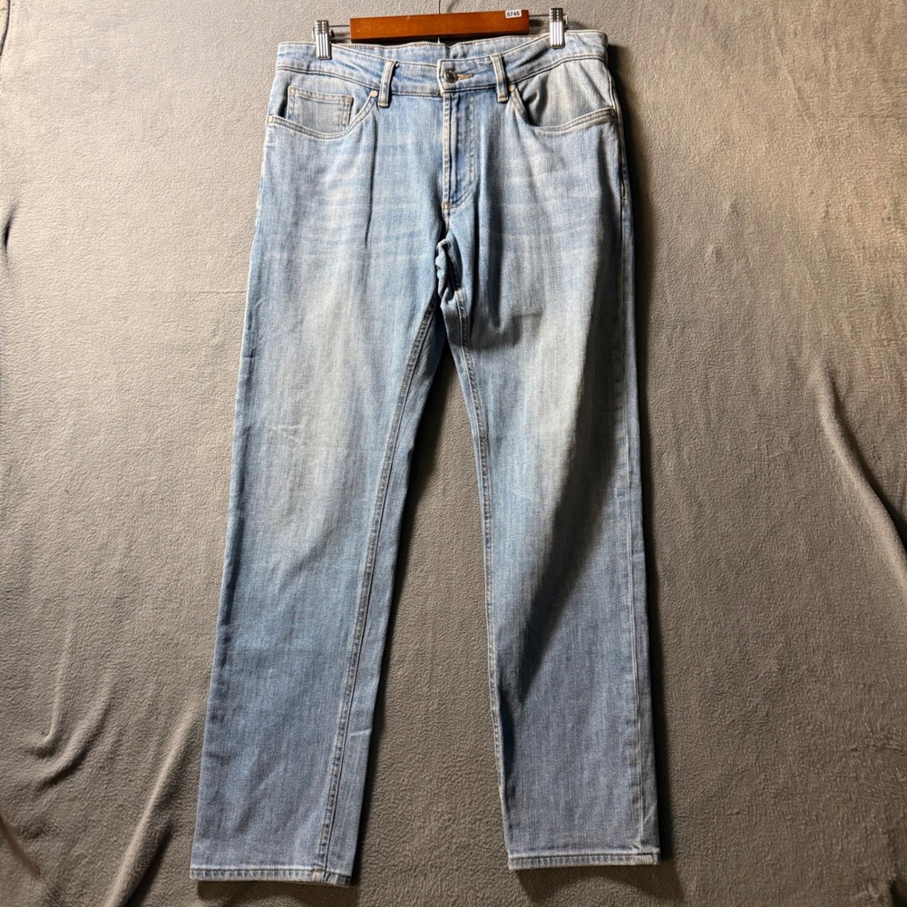 Peter Millar Crown Crafted Mens Light Wash Slim Straight Jeans 33x32